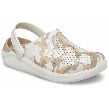 Crocs LiteRide™ Printed Camo Men's Clogs White | Australia 0723XYUF